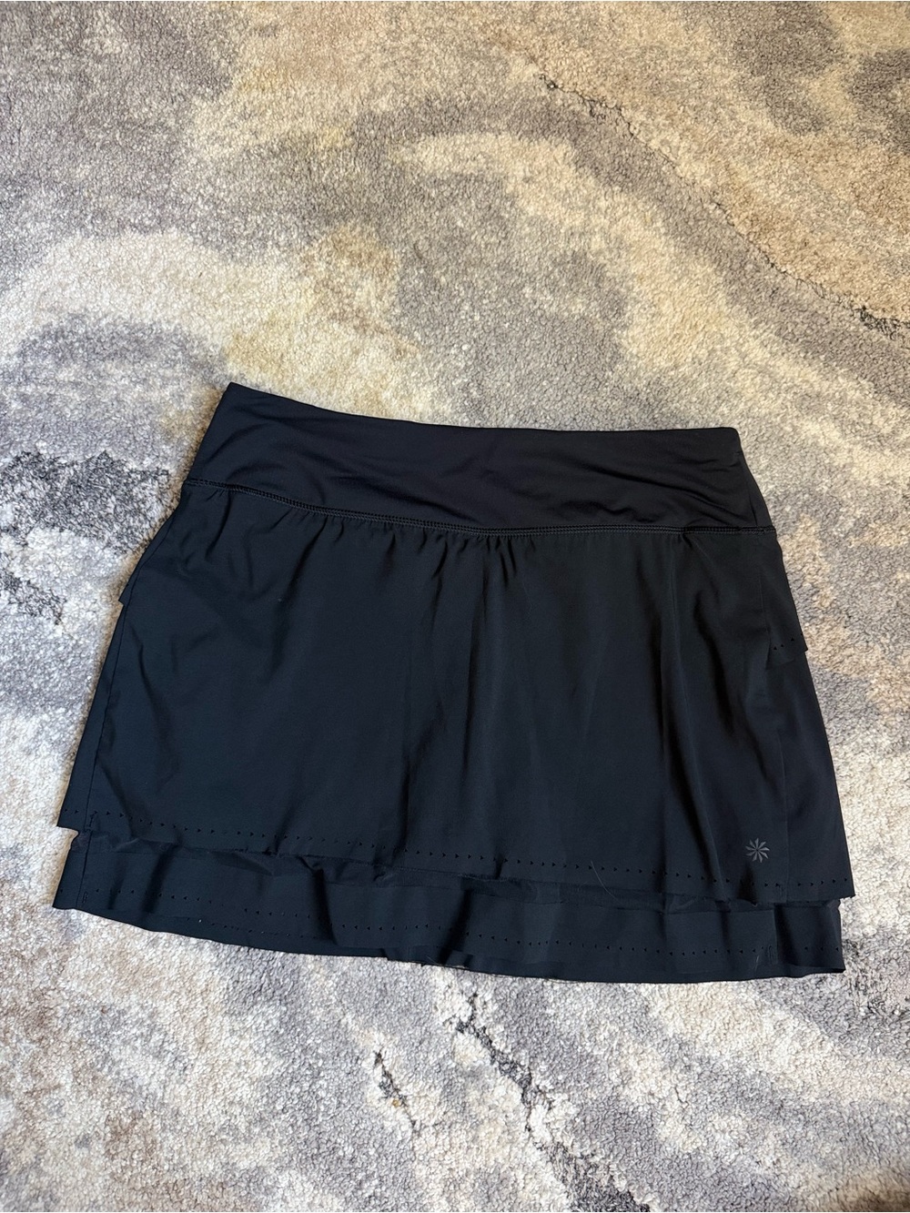 Athleta Black Layered Skater Skirt with Perforated Hem